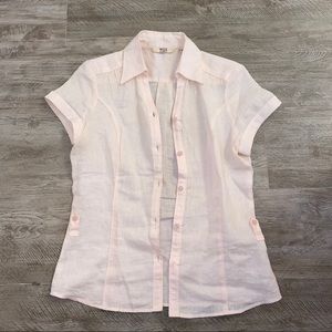 sheer baby pink button up blouse